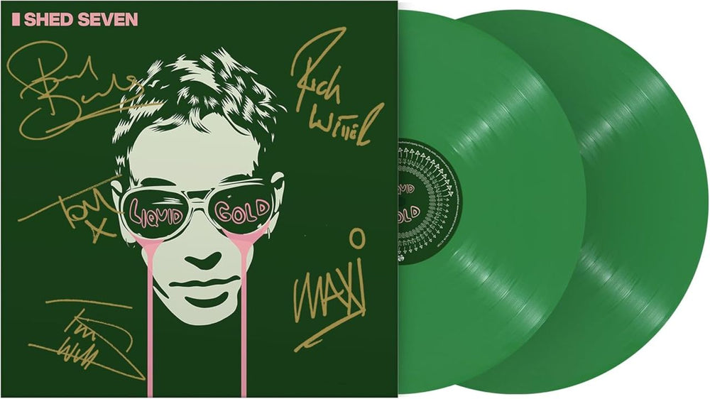Shed Seven Liquid Gold - Green Vinyl + Autographed Sleeve - Sealed UK 2-LP vinyl record set (Double LP Album) S-S2LLI854555