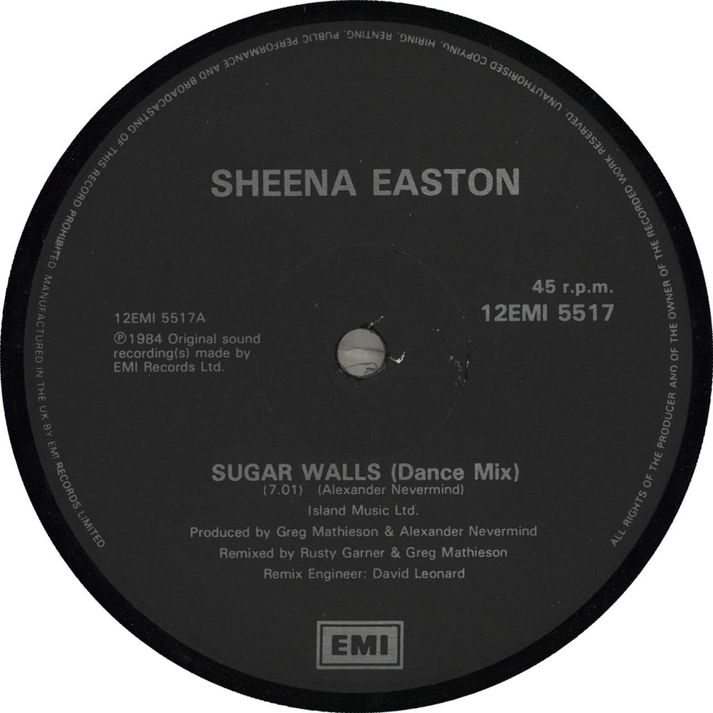 Sheena Easton Sugar Walls UK 12" vinyl single (12 inch record / Maxi-single) 12EMI5517