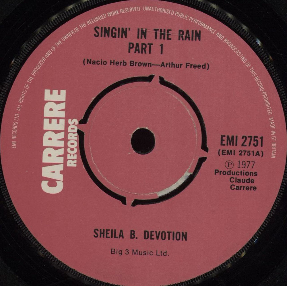 Sheila & B Devotion Singin' In The Rain UK 7" vinyl single (7 inch record / 45) EMI2751