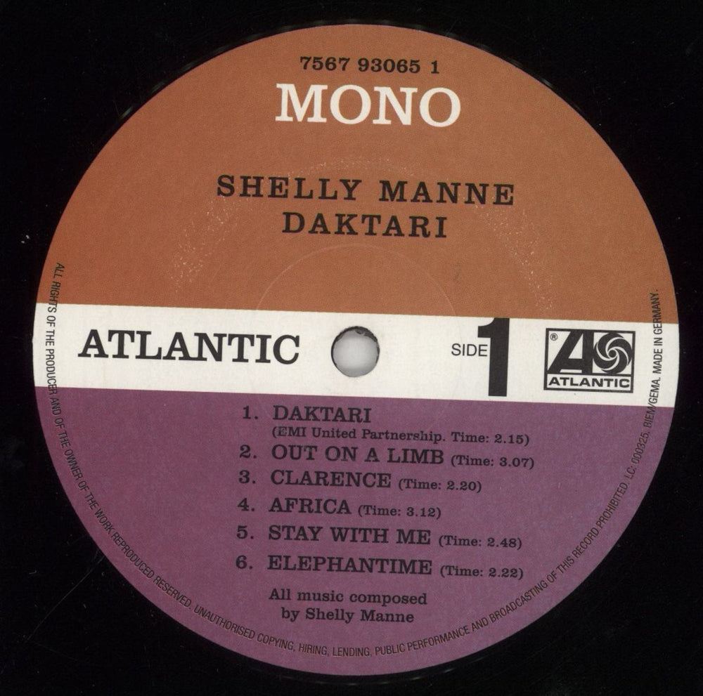 Shelly Manne Daktari UK vinyl LP album (LP record) MNNLPDA854163