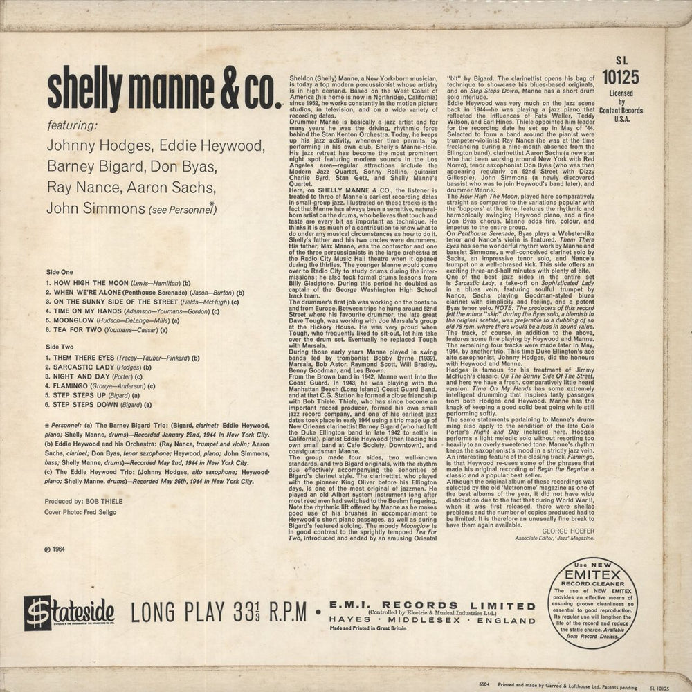 Shelly Manne Shelly Manne And Co. UK vinyl LP album (LP record)