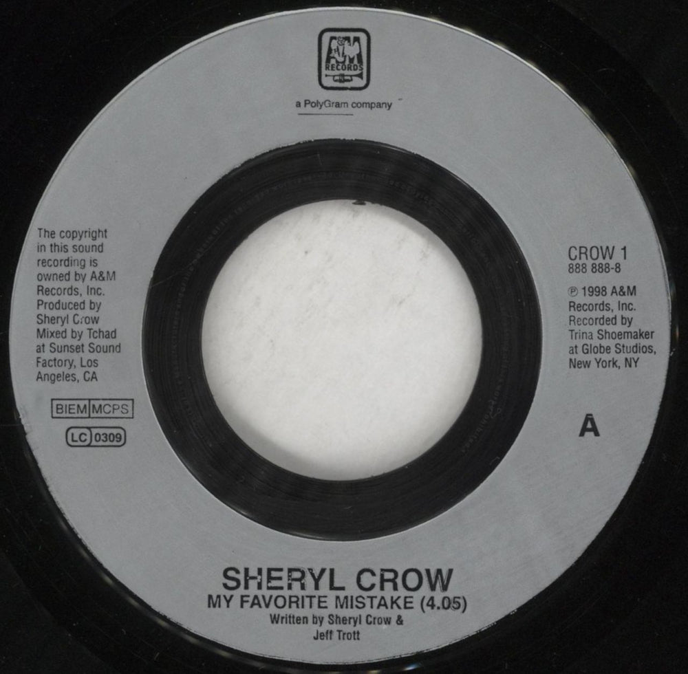 Sheryl Crow My Favourite Mistake - Jukebox UK Promo 7" vinyl single (7 inch record / 45) CROW1