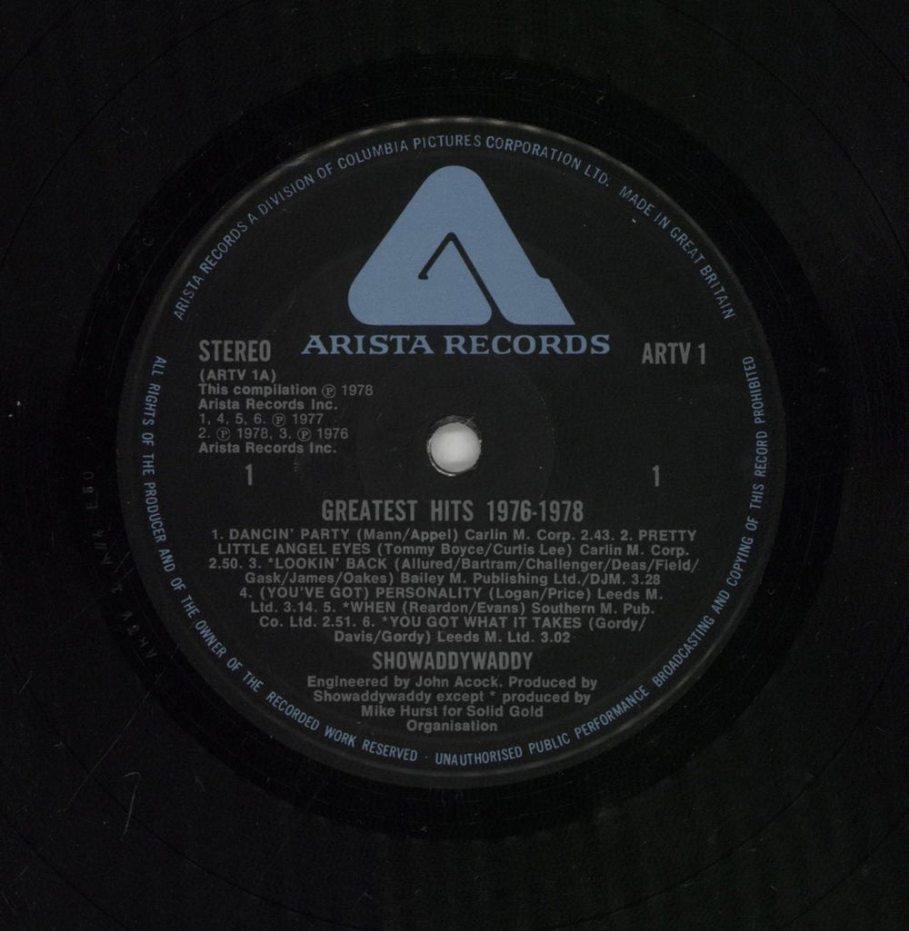 Showaddywaddy Greatest Hits 1976-1978 UK vinyl LP album (LP record) SDYLPGR285094