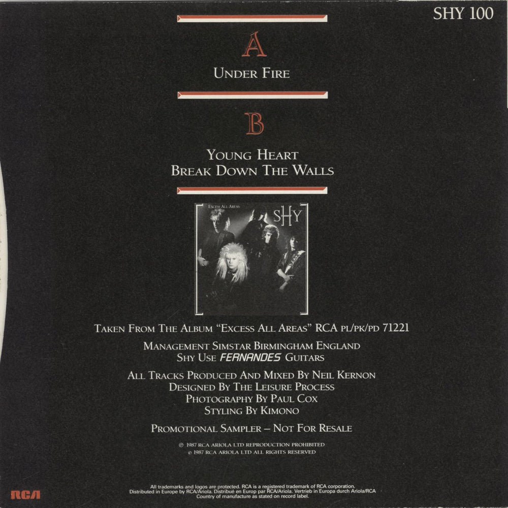 Shy Shy Sampler UK Promo 7" vinyl single (7 inch record / 45)