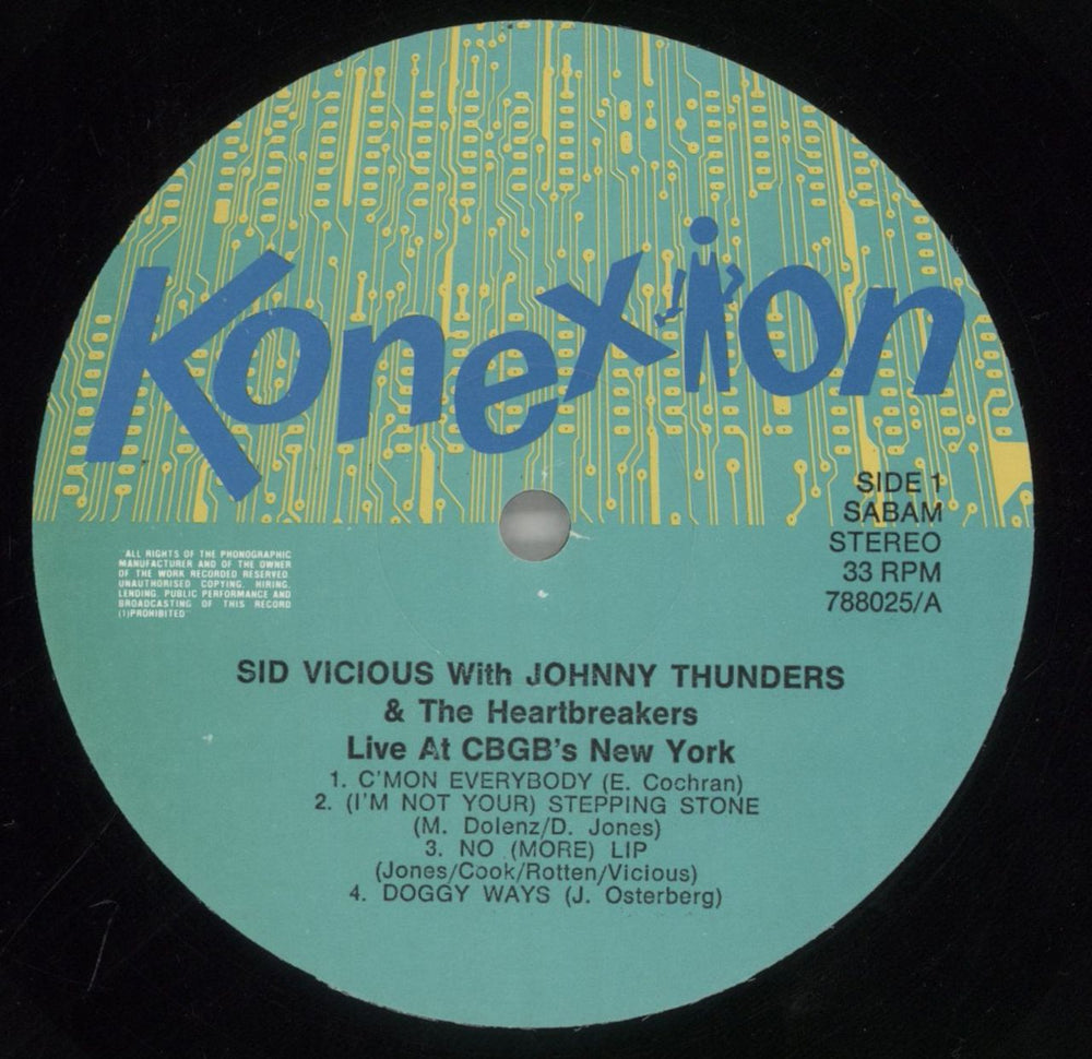 Sid Vicious Live At CBGB's New York Belgian vinyl LP album (LP record) SDVLPLI860485