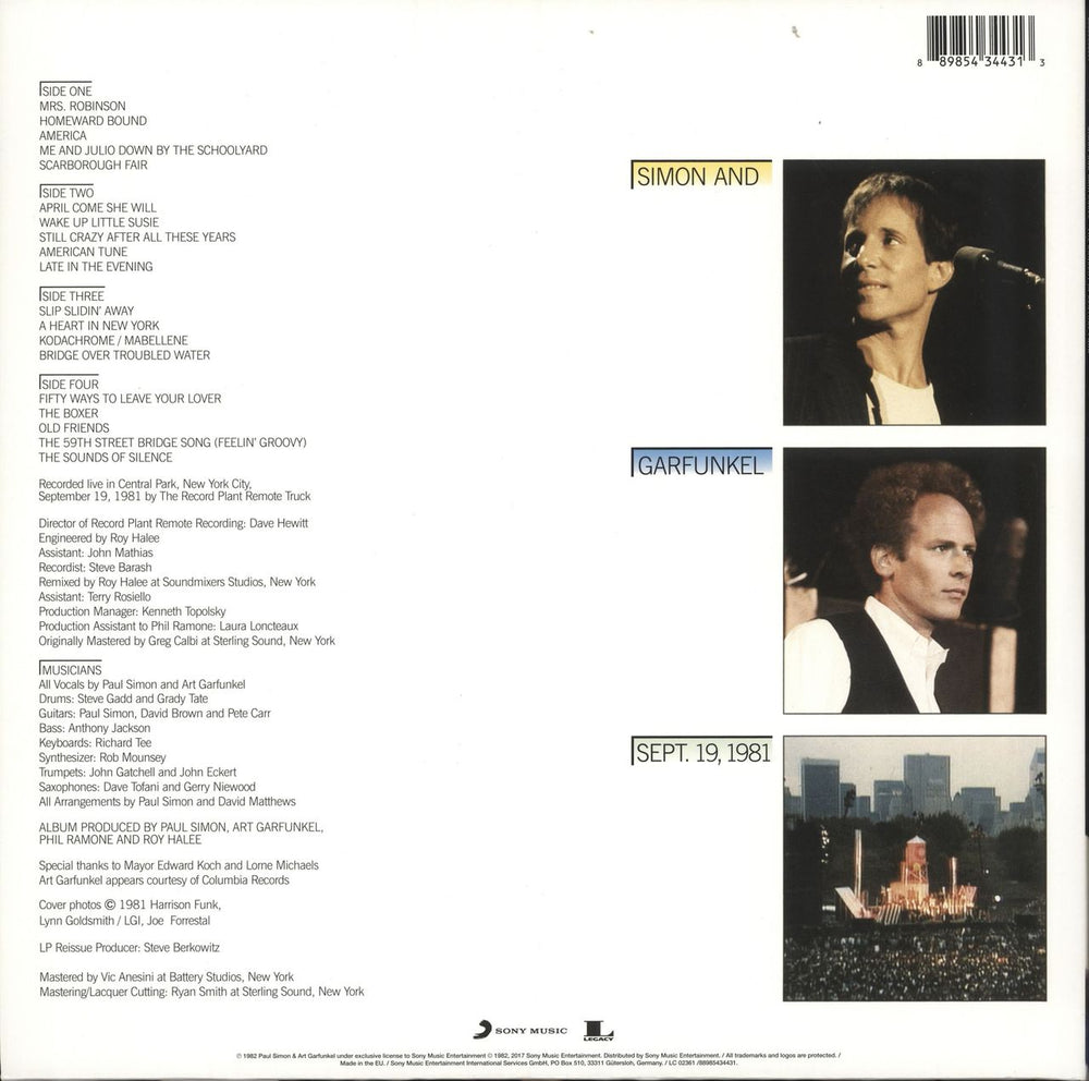 Simon & Garfunkel The Concert In Central Park - 180 Gram - Sealed UK 2-LP vinyl record set (Double LP Album) 889854344313