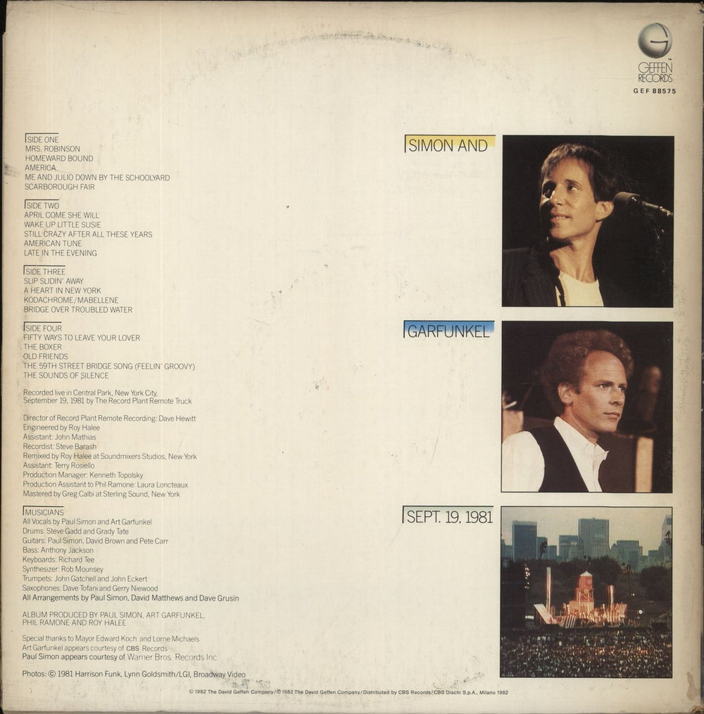 Simon & Garfunkel The Concert In Central Park + Booklet Italian 2-LP vinyl record set (Double LP Album)