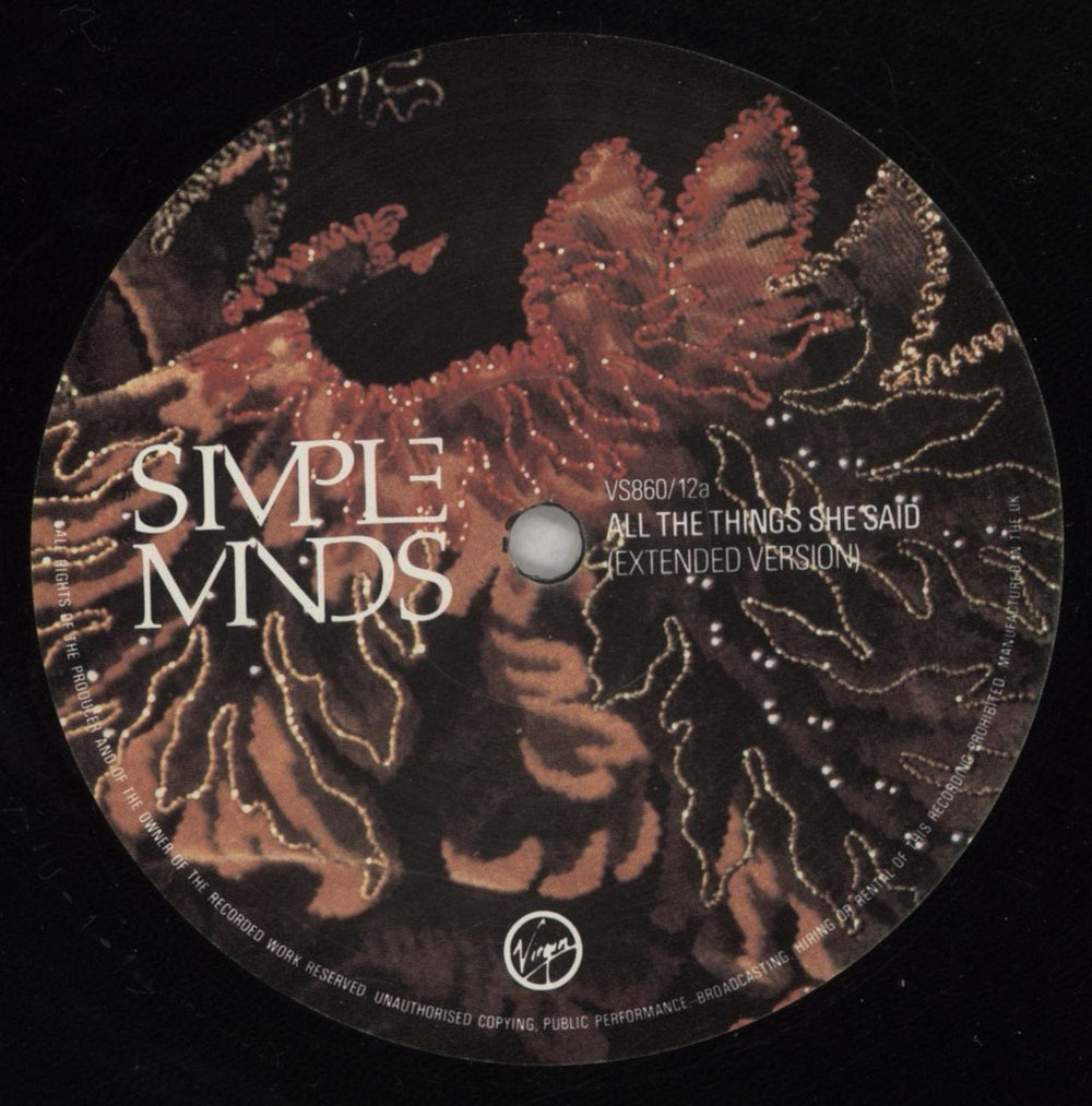 Simple Minds All The Things She Said UK 12" vinyl single (12 inch record / Maxi-single) SIM12AL10072