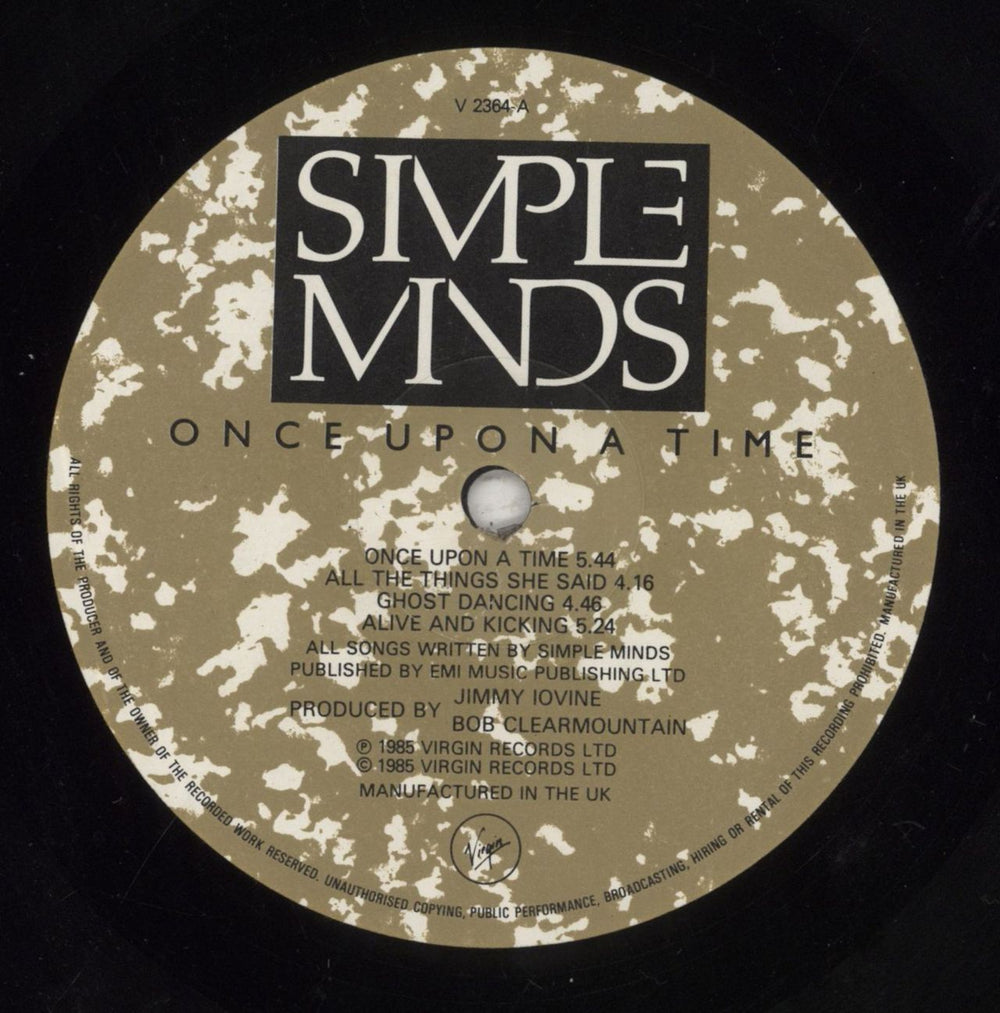 Simple Minds Once Upon A Time - Reversed artwork UK vinyl LP album (LP record) SIMLPON726240