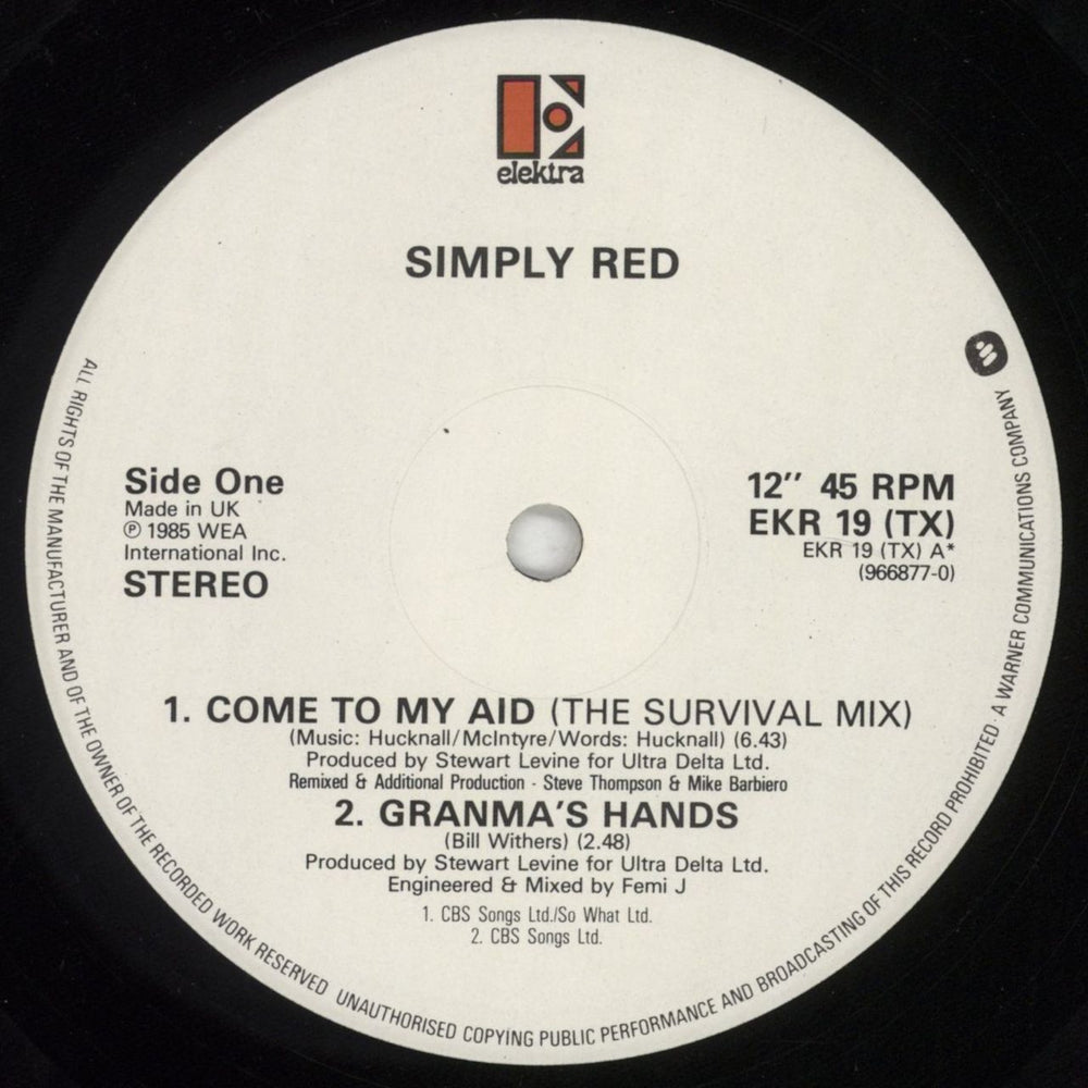 Simply Red Come To My Aid - Remix UK 12" vinyl single (12 inch record / Maxi-single) RED12CO07018