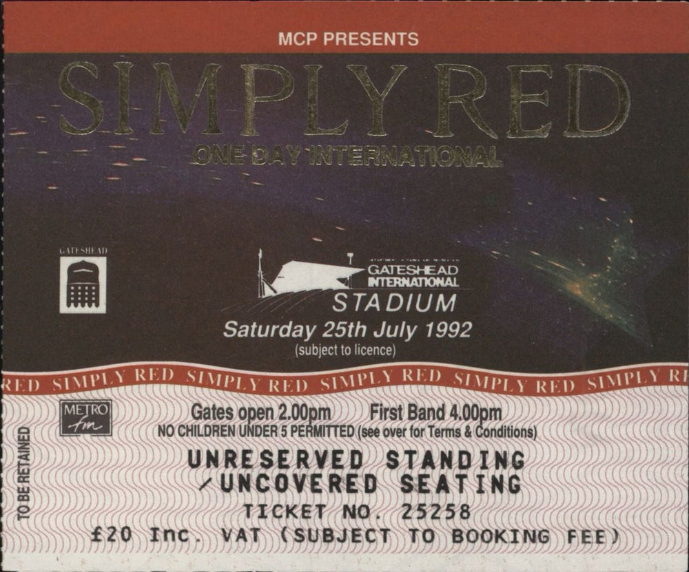 Simply Red Stars - Summer 1992 + Ticket Stub UK tour programme REDTRST790852