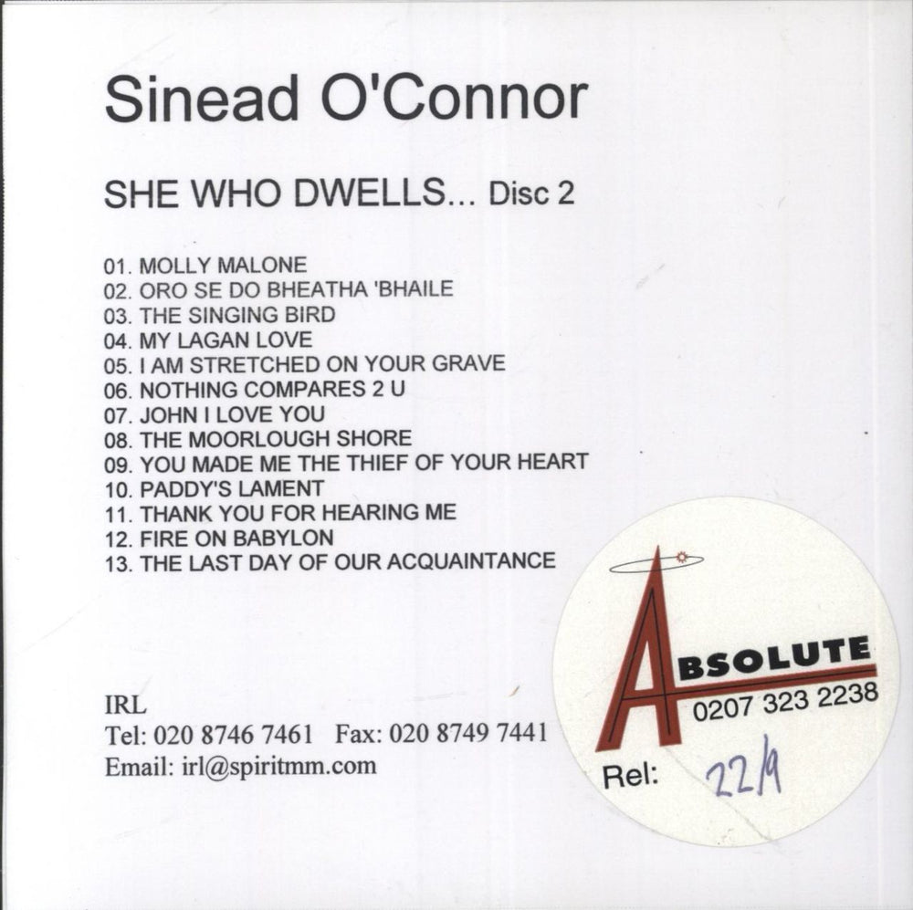 Sinead O'Connor She Who Dwells - CD-R Promo Set UK Promo CD-R acetate SINCRSH257429