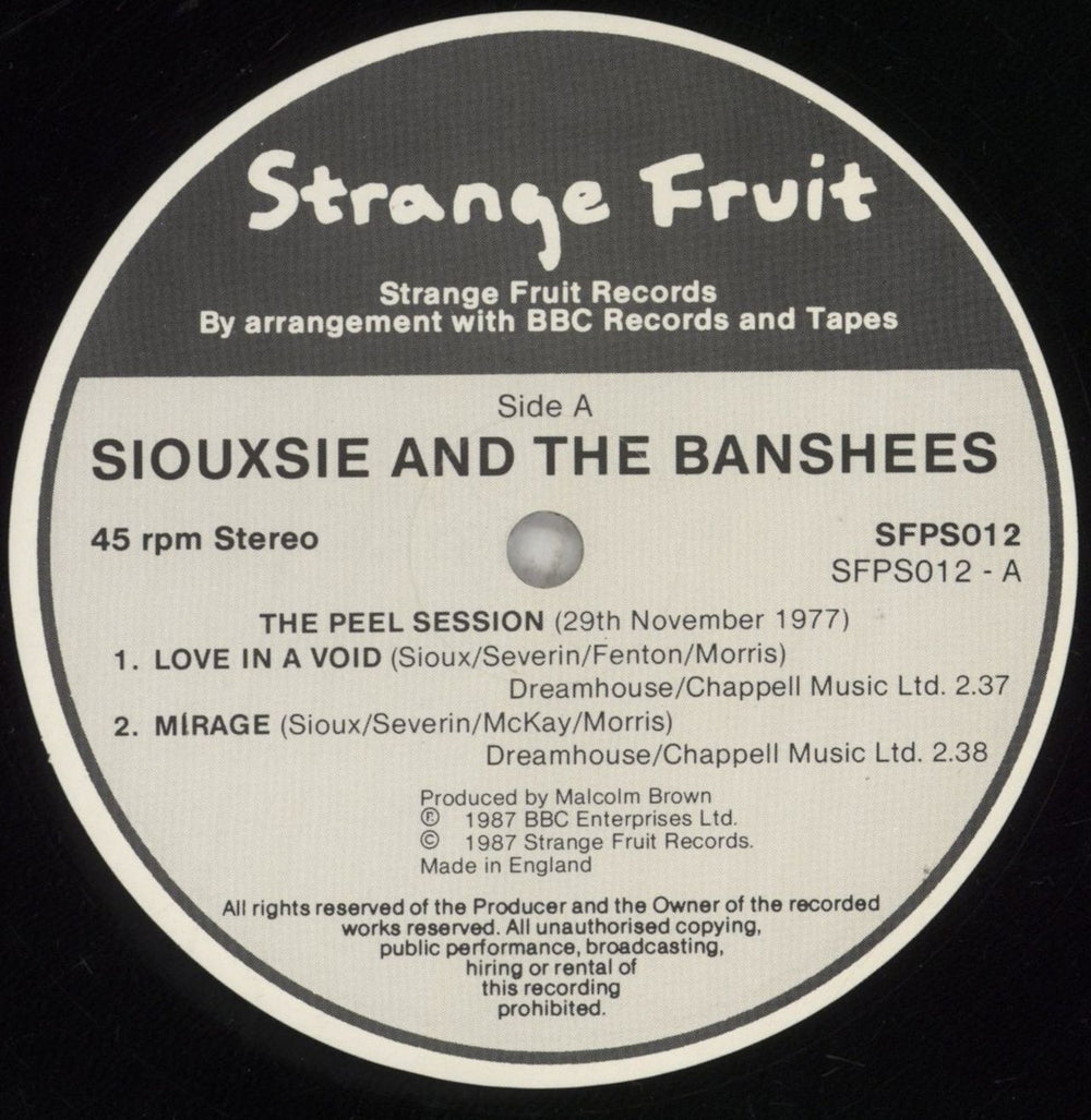 Siouxsie & The Banshees The Peel Sessions UK 12" vinyl single (12 inch record / Maxi-single) SIO12TH102203