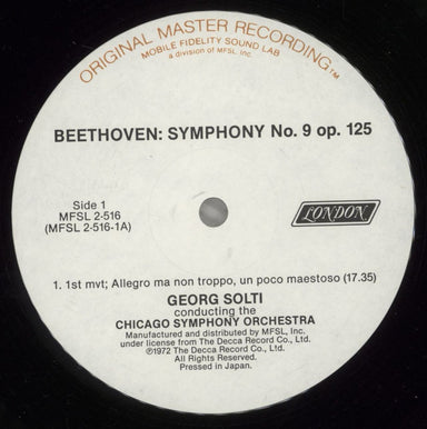Sir Georg Solti Beethoven: Symphony No. 9 Op. 125 US 2-LP vinyl record set (Double LP Album) U4R2LBE879603