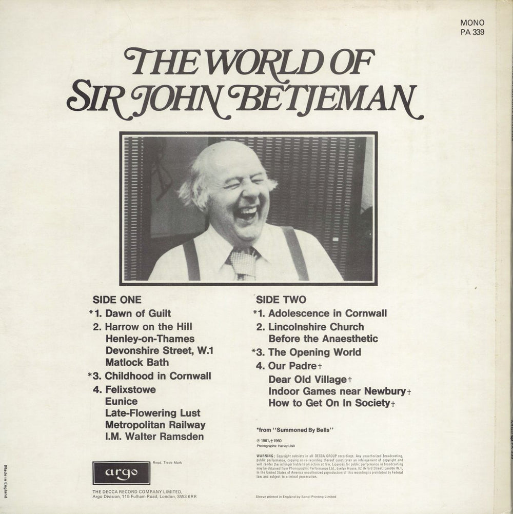 Sir John Betjeman The World Of Sir John Betjeman UK vinyl LP album (LP record)