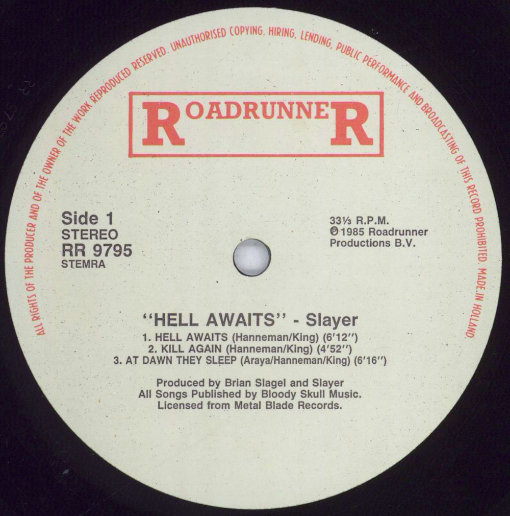 Slayer Hell Awaits - VG Dutch vinyl LP album (LP record) SLALPHE761368