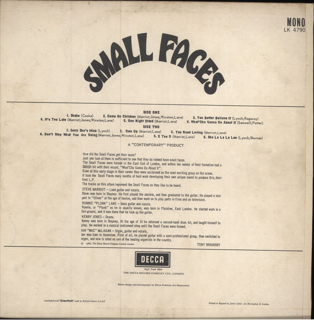 Small Faces Small Faces - 1st - EX UK vinyl LP album (LP record)