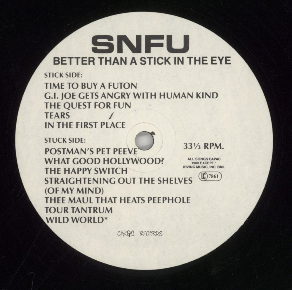 SNFU Better Than A Stick In The Eye Canadian vinyl LP album (LP record) UUVLPBE590437
