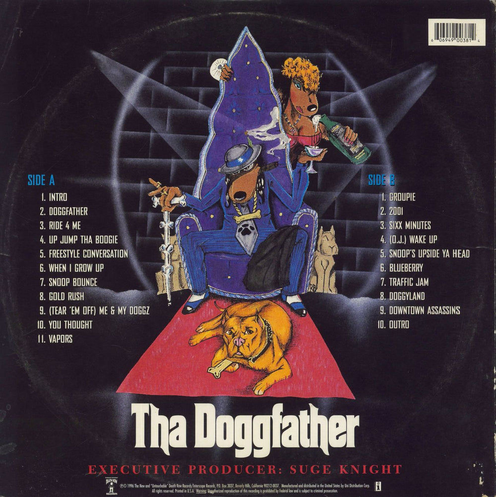 Snoop Doggy Dogg Tha Doggfather - 1st - VG US 2-LP vinyl record set (Double LP Album) 728706301015