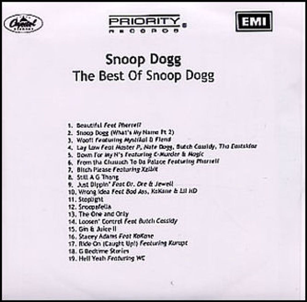 Snoop Doggy Dogg The Best Of Snoop Dogg UK CD-R acetate CD-R ACETATE