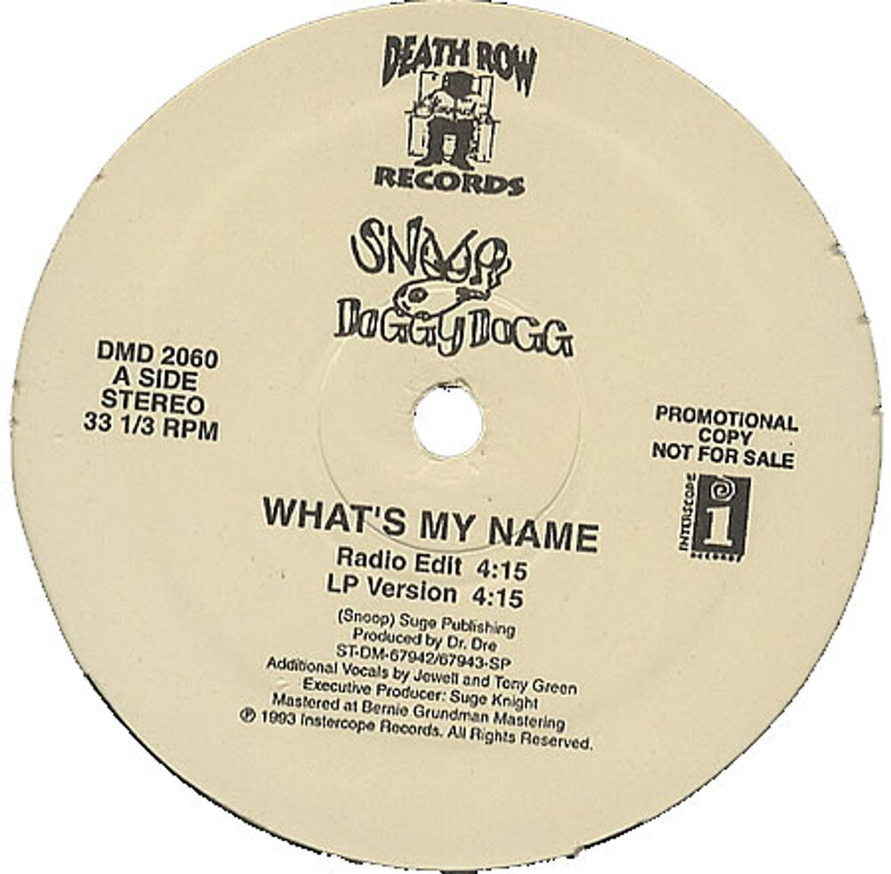 Snoop Doggy Dogg What's My Name US Promo 12" vinyl single (12 inch record / Maxi-single) DMD2060