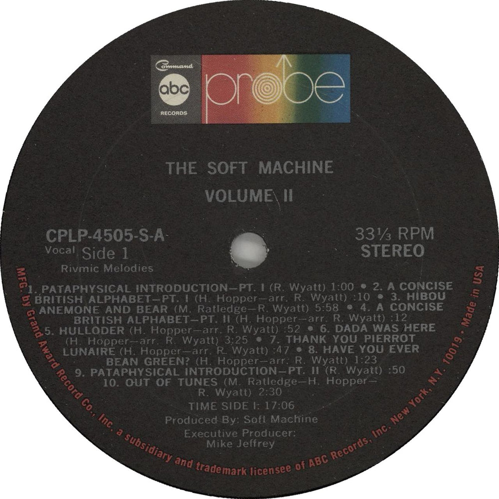 Soft Machine Volume Two US vinyl LP album (LP record) SFTLPVO581176