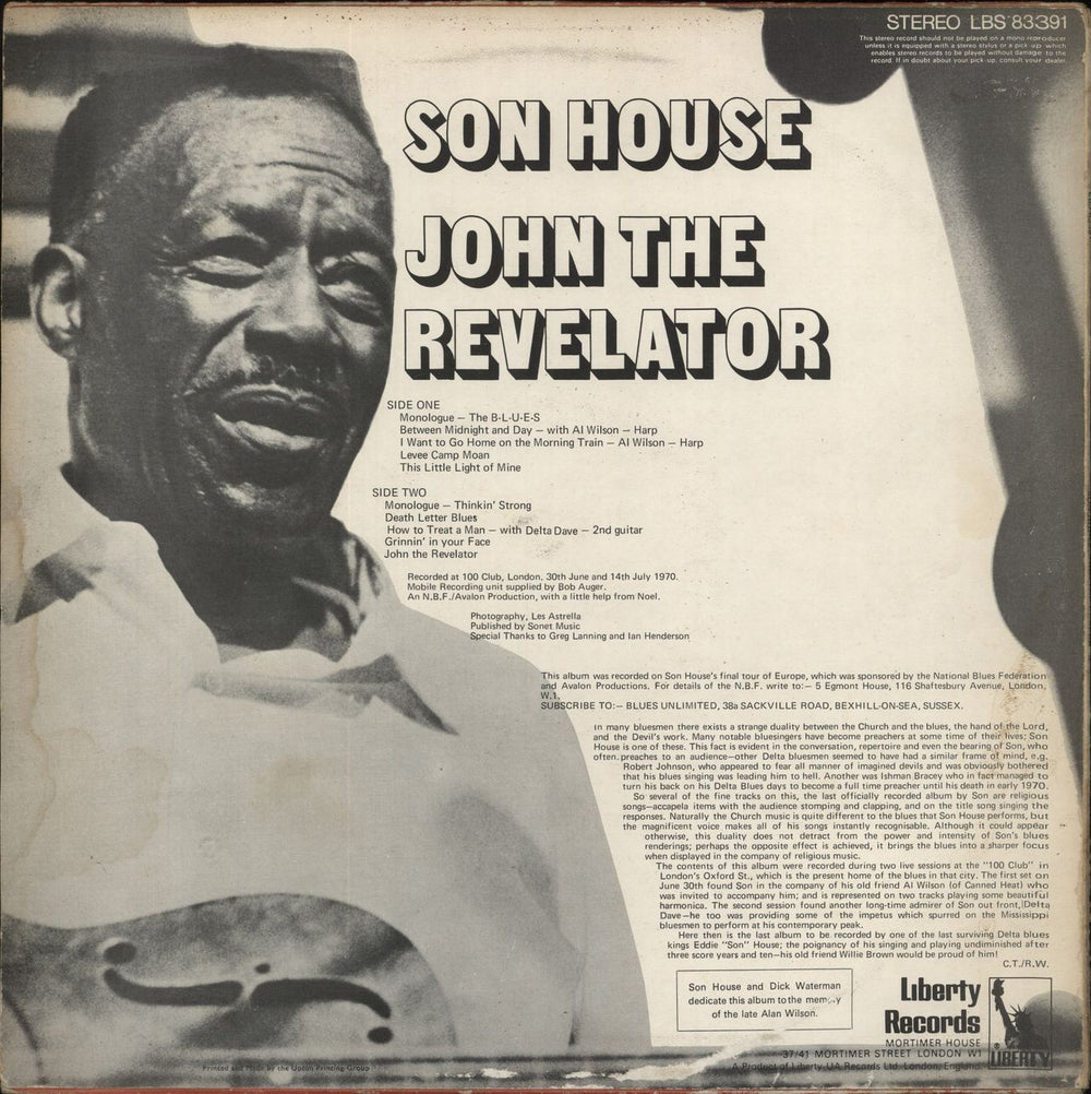 Son House John The Revelator - VG UK vinyl LP album (LP record)