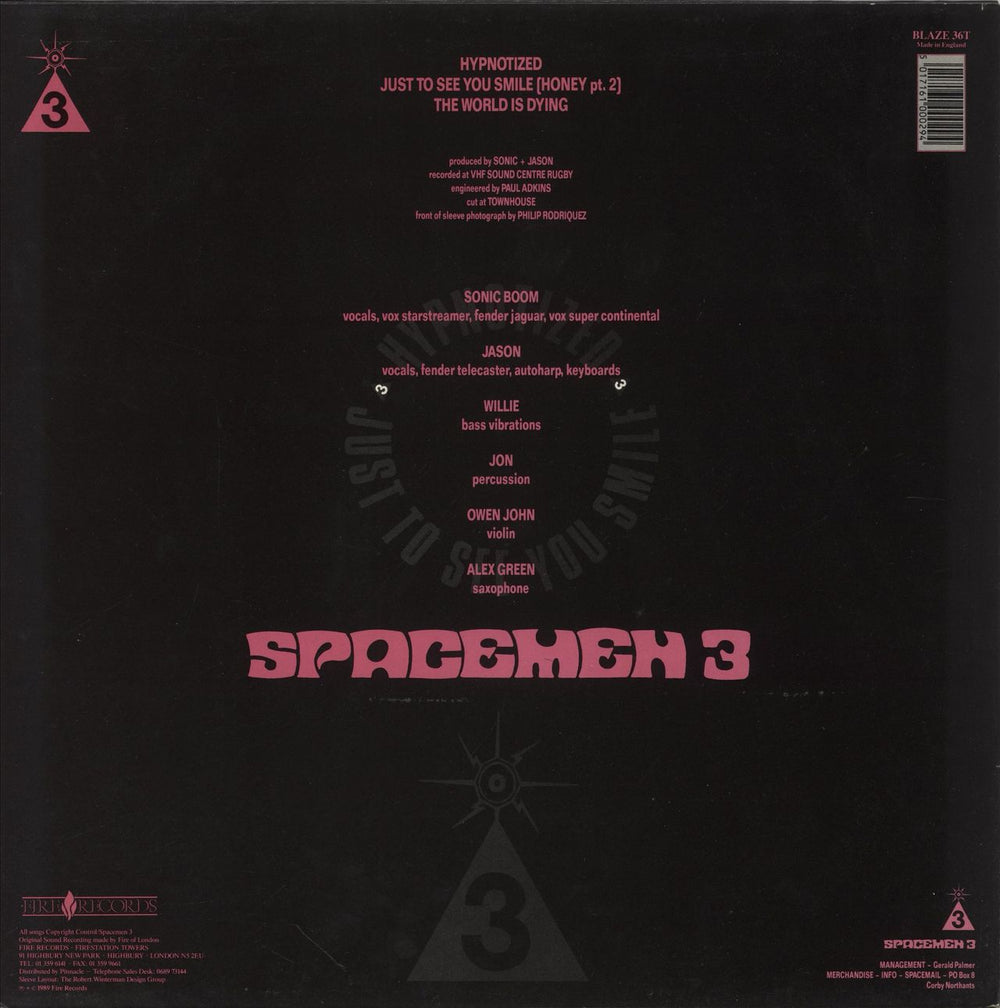 Spacemen 3 Hypnotized UK 12" vinyl single (12 inch record / Maxi-single) 5017161000294