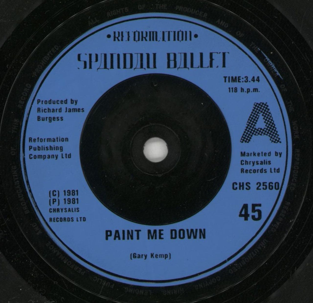 Spandau Ballet Paint Me Down UK 7" vinyl single (7 inch record / 45) SPB07PA183379