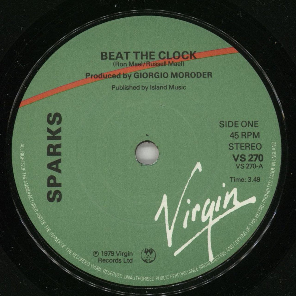 Sparks Beat The Clock UK 7" vinyl single (7 inch record / 45) SPA07BE50645