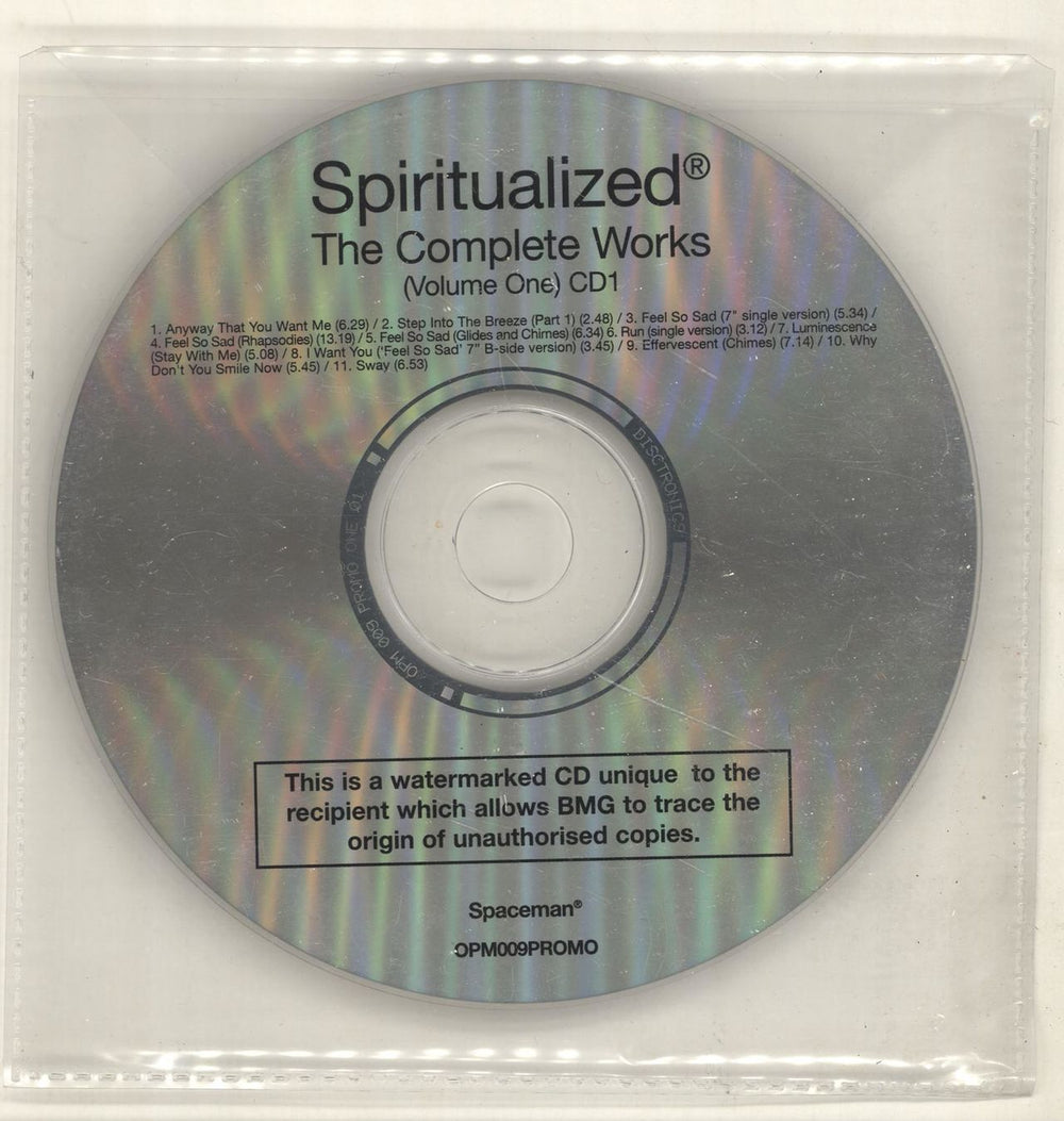 Spiritualized The Complete Works (Volume One) + PR UK Promo 2 CD album set (Double CD) OPM009PROMO/2