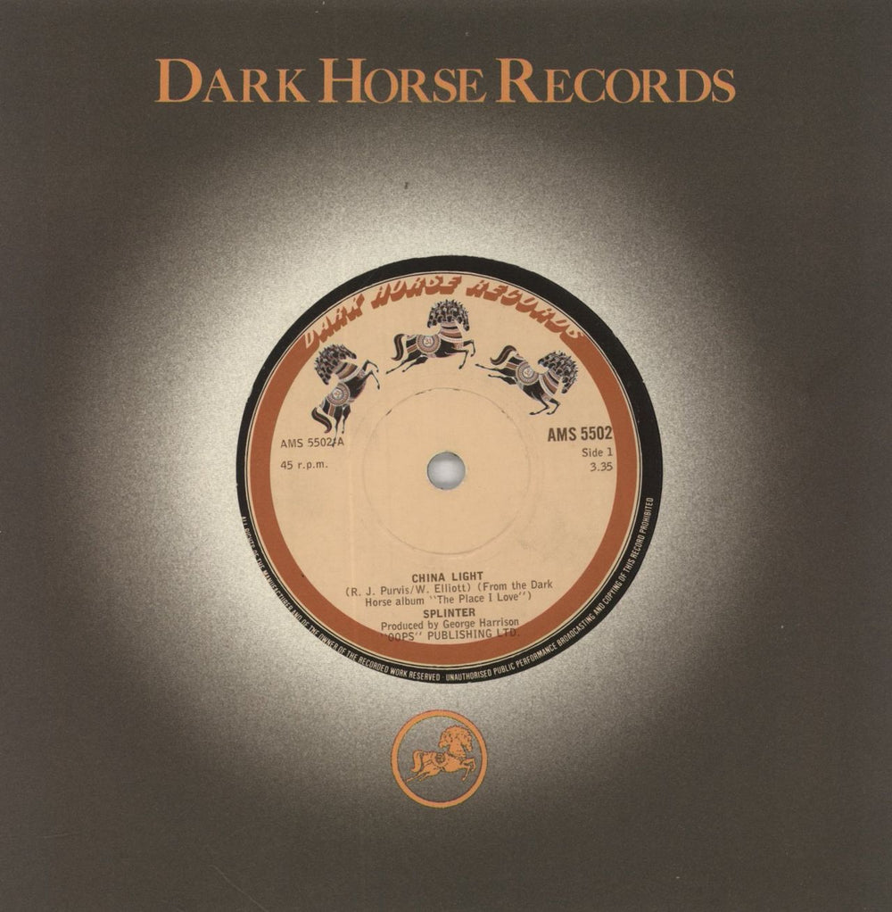 Splinter China Light UK 7" vinyl single (7 inch record / 45) AMS5502