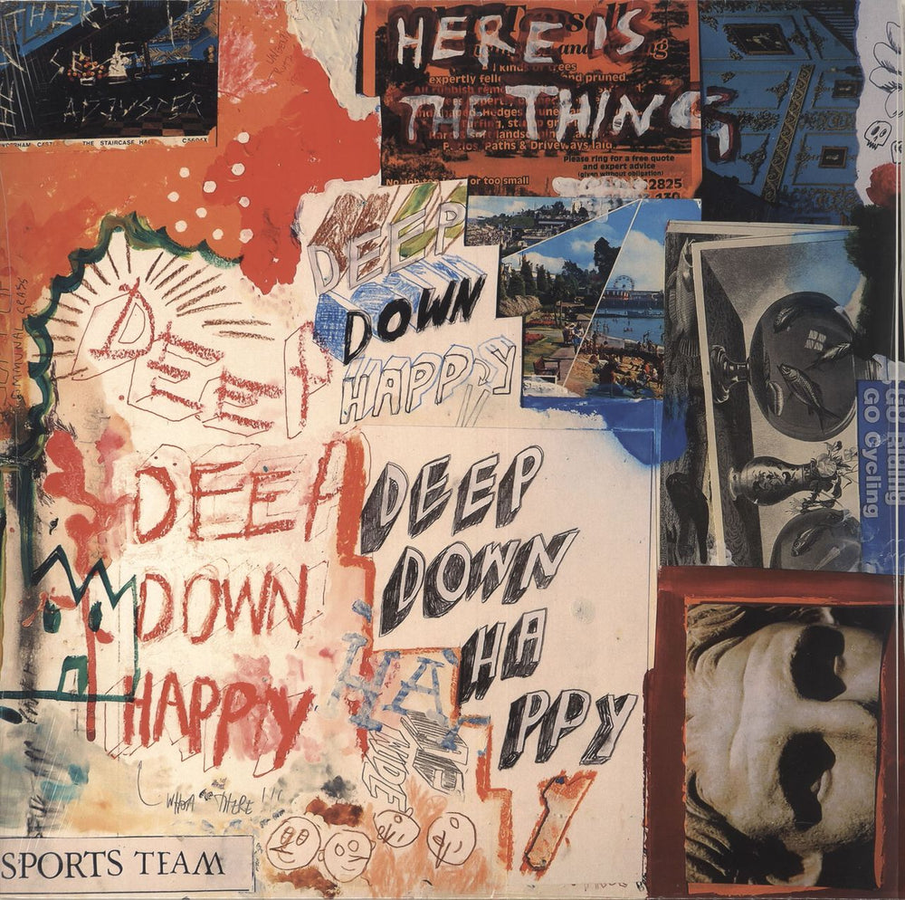 Sports Team Deep Down Happy - Blue Vinyl UK vinyl LP album (LP record) 0877090