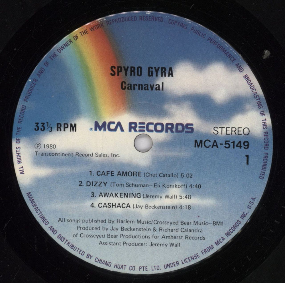 Spyro Gyra Carnaval US vinyl LP album (LP record) S-GLPCA830974