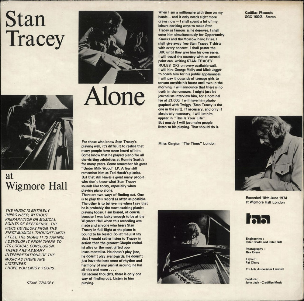 Stan Tracey Alone At Wigmore Hall UK vinyl LP album (LP record)