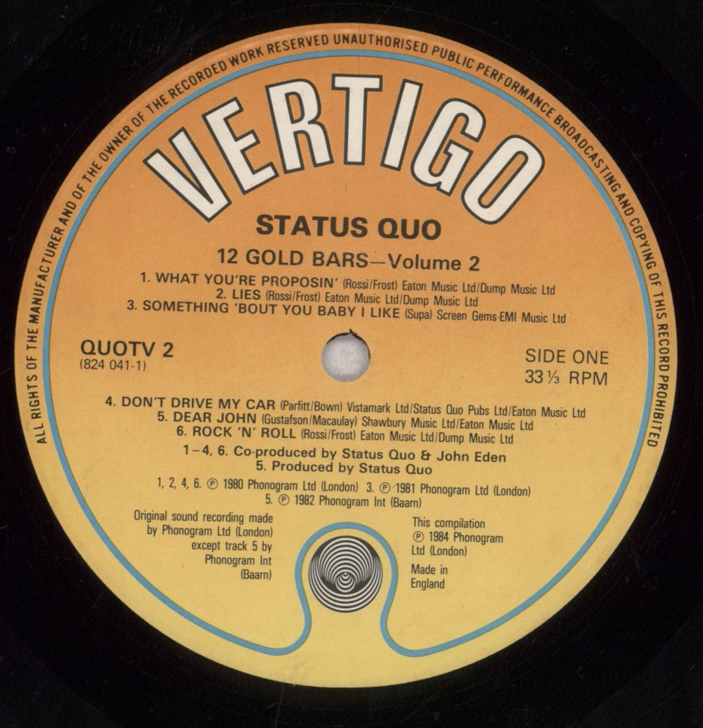 Status Quo 12 Gold Bars Volume 1+1 + Hype Sticker UK vinyl LP album (LP record) QUOLPGO136580