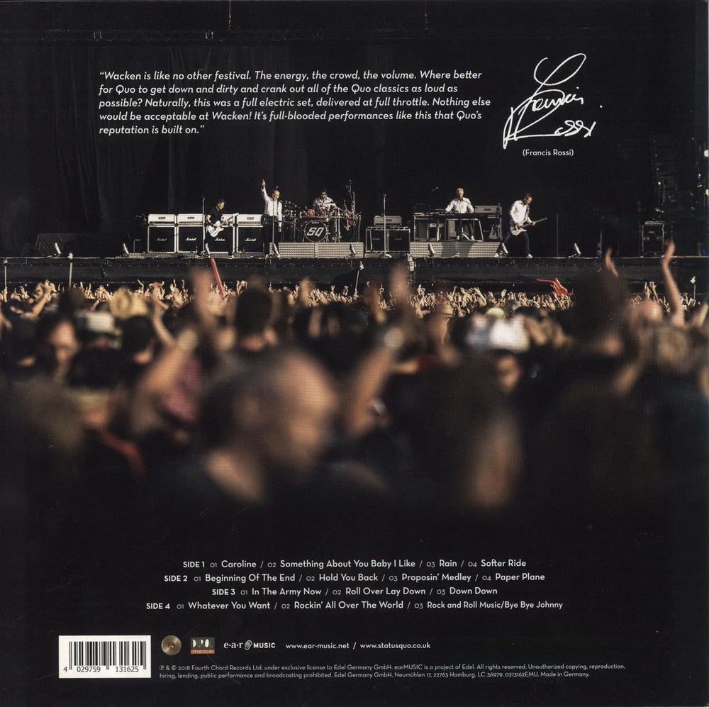 Status Quo Down Down & Dirty At Wacken - 180 Gram Vinyl + DVD UK 2-LP vinyl record set (Double LP Album) 4029759131625