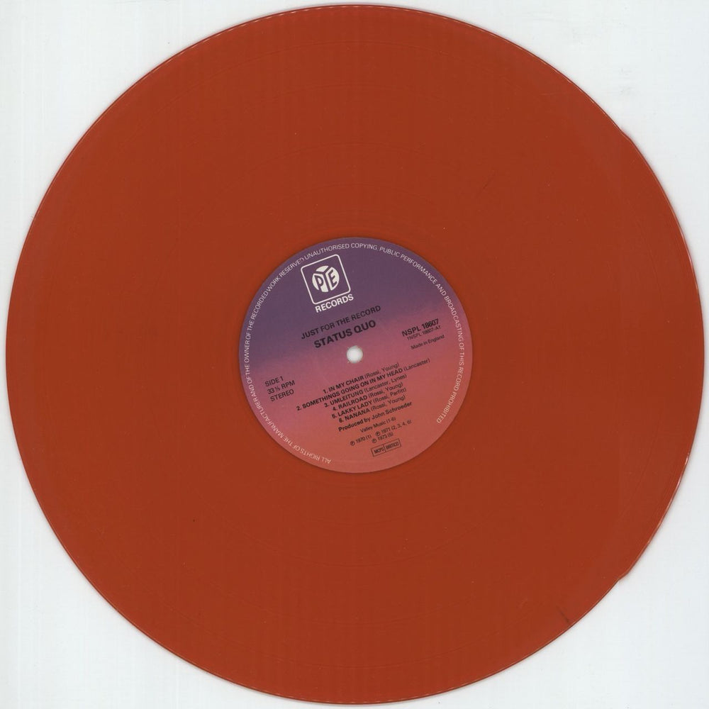 Status Quo Just For The Record - Red Vinyl - EX UK vinyl LP album (LP record) QUOLPJU747568