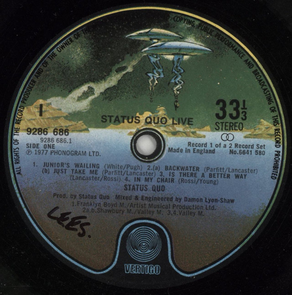 Status Quo Live + Inners - EX UK 2-LP vinyl record set (Double LP Album) QUO2LLI778961