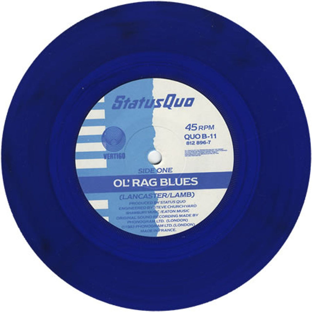 Status Quo Ol' Rag Blues - Blue Vinyl UK 7" vinyl single (7 inch record / 45) QUO07OL01654