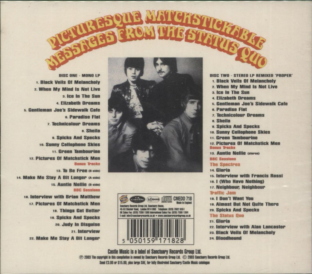 Status Quo Picturesque Matchstickable Messages UK 2 CD album set (Double CD) 5050159171828