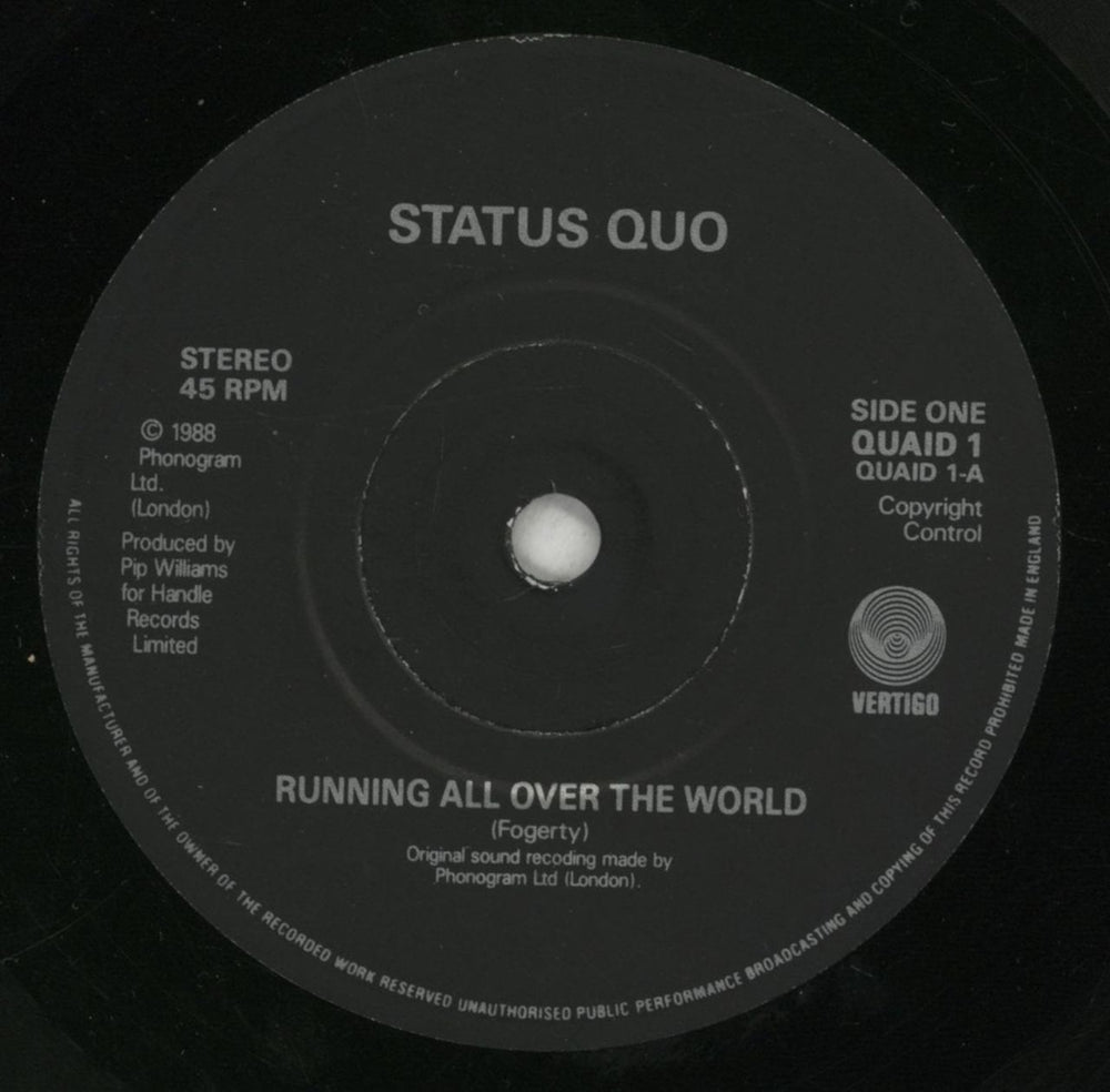 Status Quo Running All Over The World + Merch Insert UK 7" vinyl single (7 inch record / 45) QUO07RU877441