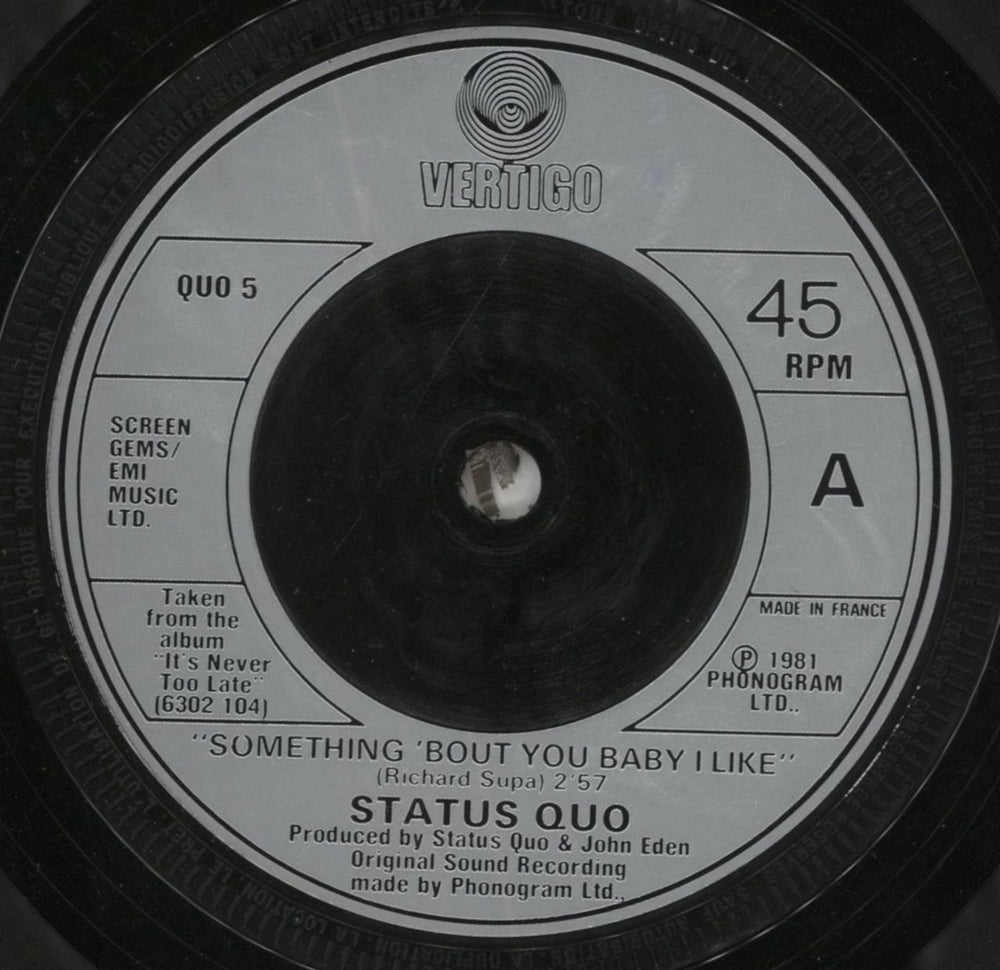 Status Quo Something 'Bout You Baby I Like French 7" vinyl single (7 inch record / 45) QUO07SO574761