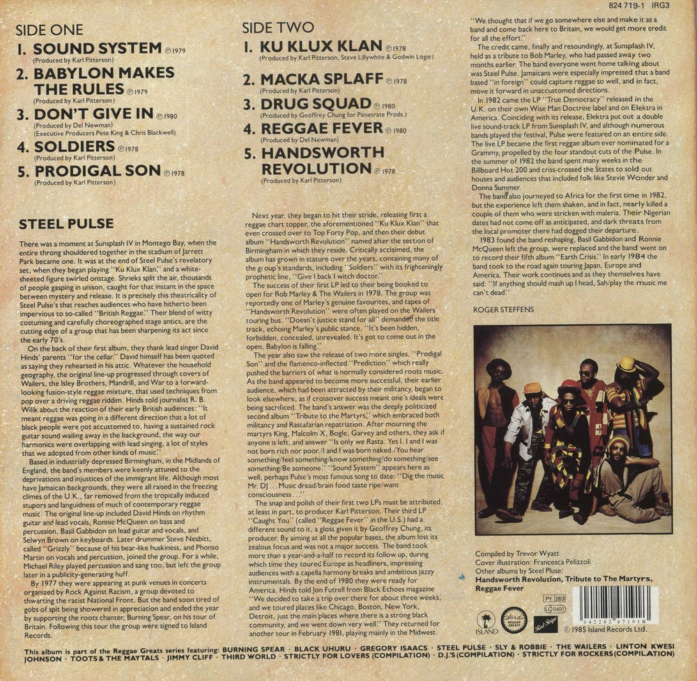 Steel Pulse Reggae Greats UK vinyl LP album (LP record)