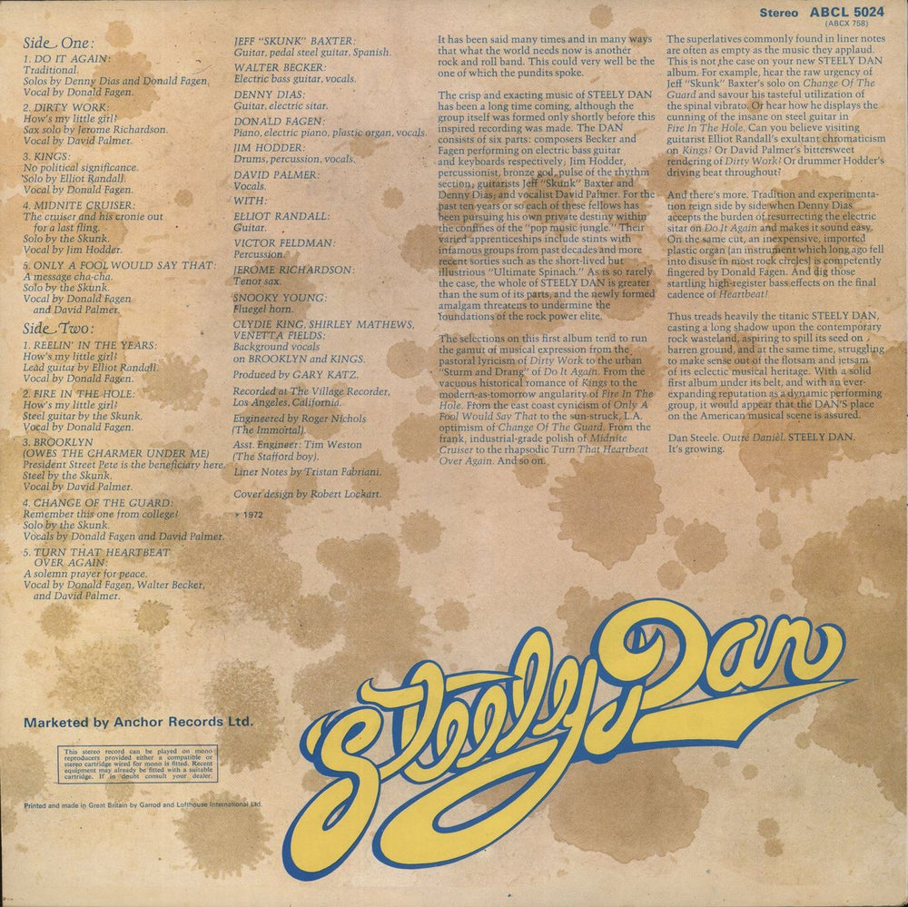 Steely Dan Can't Buy A Thrill - 2nd - EX UK vinyl LP album (LP record)