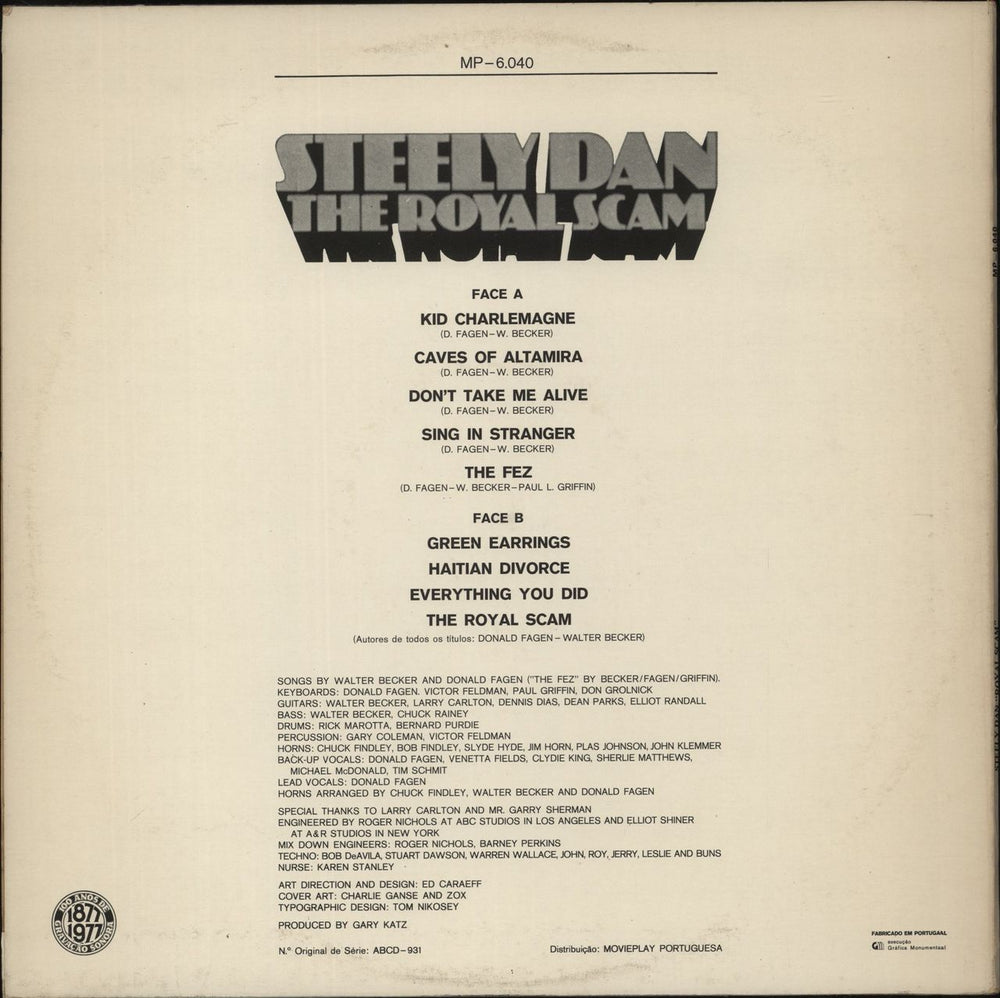Steely Dan The Royal Scam Portuguese vinyl LP album (LP record)
