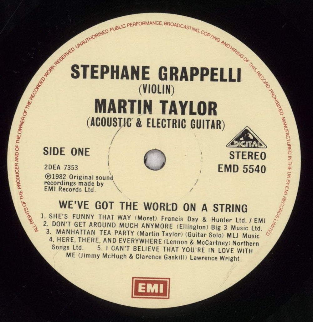 Stéphane Grappelli We've Got The World On A String UK vinyl LP album (LP record) SG6LPWE841881