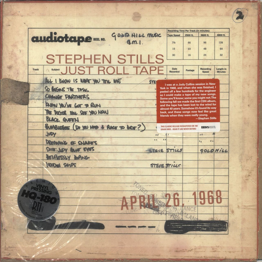 Stephen Stills Just Roll Tape: April 26, 1968 - Sealed US vinyl LP album (LP record) R1510892