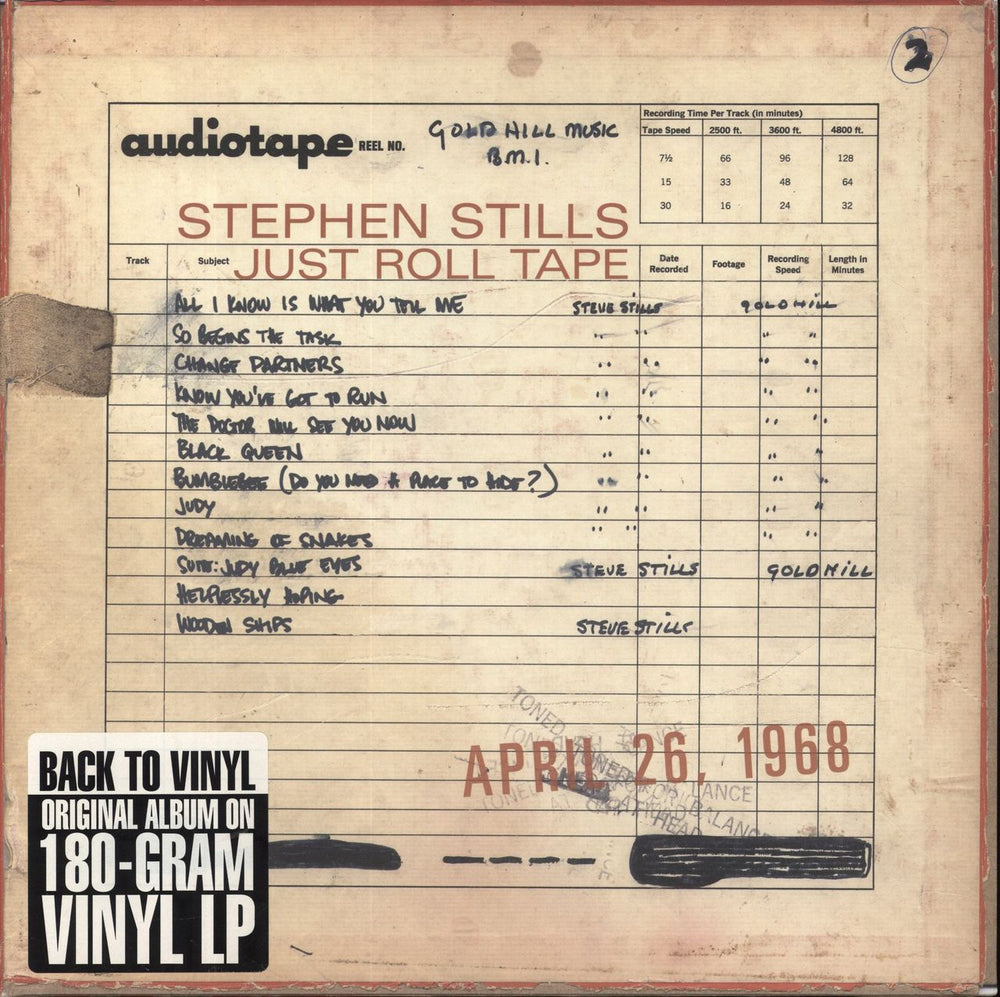 Stephen Stills Just Roll Tape: April 26, 1968 UK vinyl LP album (LP record) 8122799297