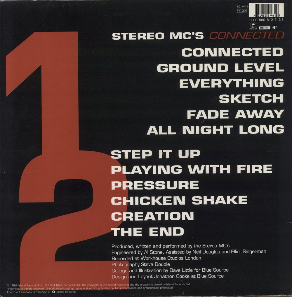 Stereo MCs Connected - White Hype Sticker UK vinyl LP album (LP record) 731451274312